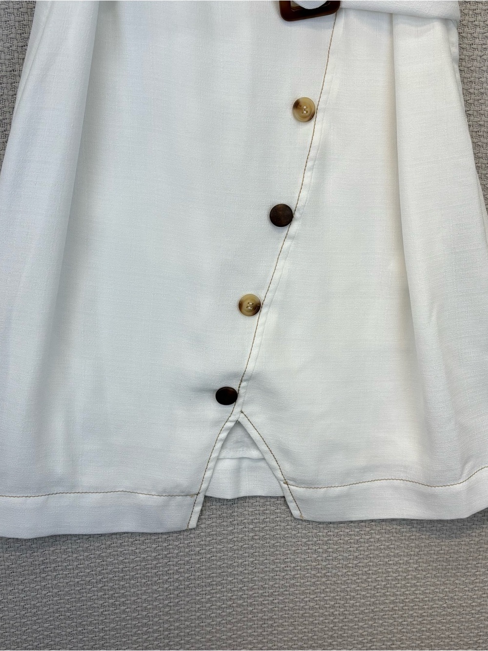 Moon River White Button Front Mini Dress Sz Small Belt Summer Boho Chic Preppy - Picture 6 of 15